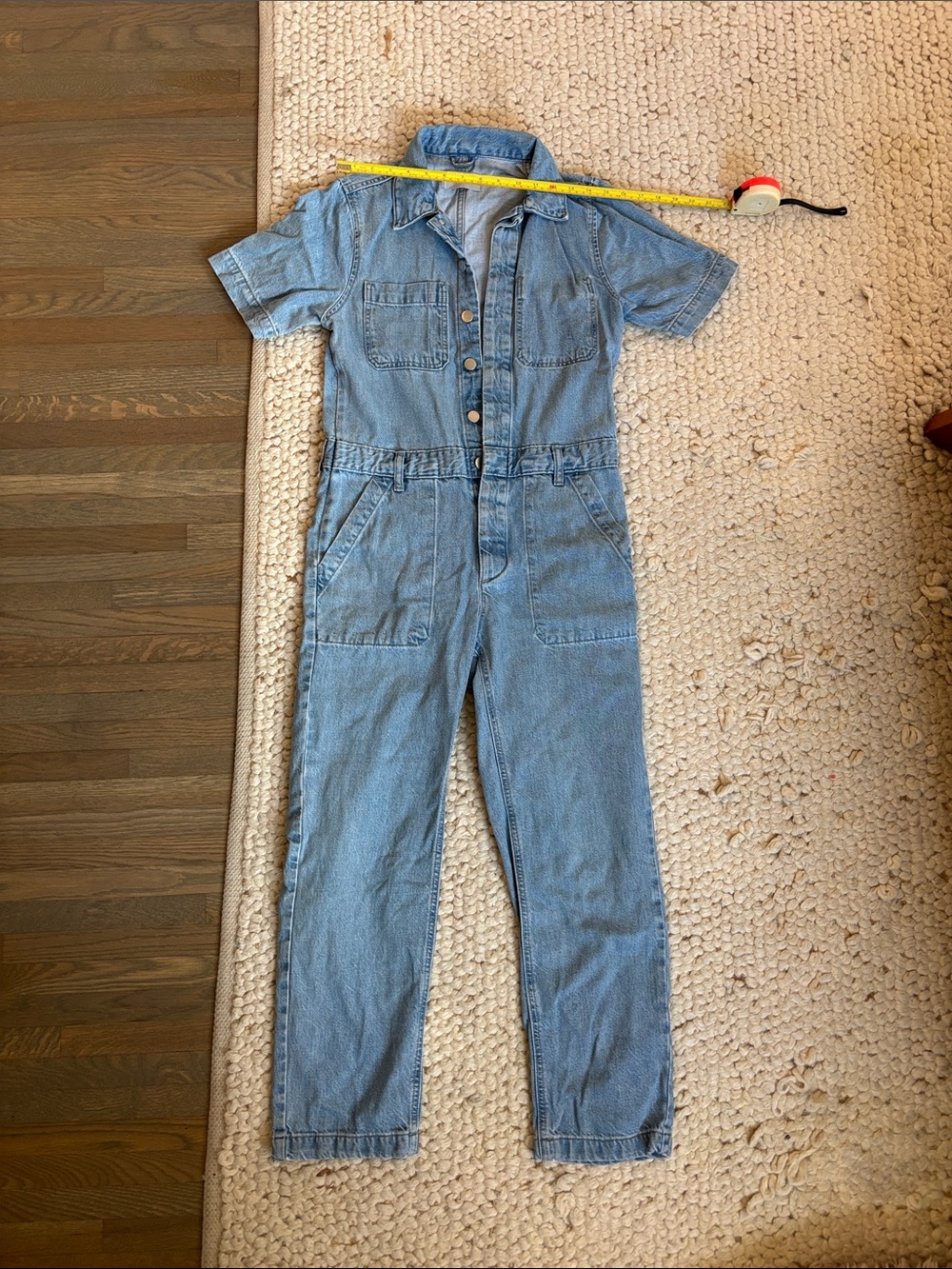 Everlane Light Blue Denim Short Sleeve Jumpsuit XS